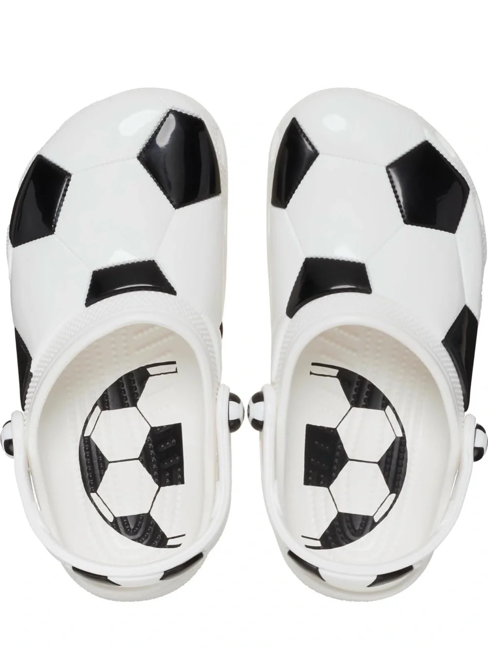 CROCS Kids Soccer-Print Clog Sandals in White and Black